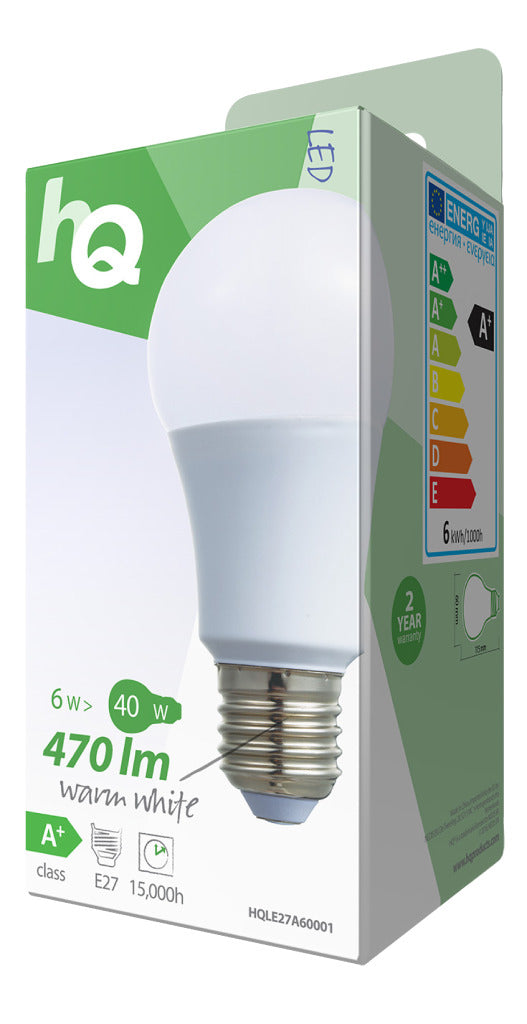 Hq le27a60001 ledlamp a60 e27 6,5w 470 lm 2700k