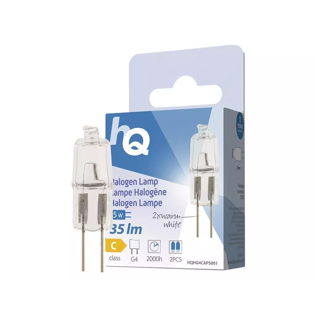 Hq halogeenlamp g4 5w 35lm warm wit 2 stuks