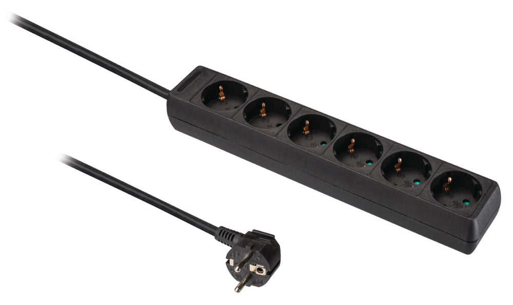Valueline vles615f001bl stekkerdoos 6-wegs 1,50 m zwart