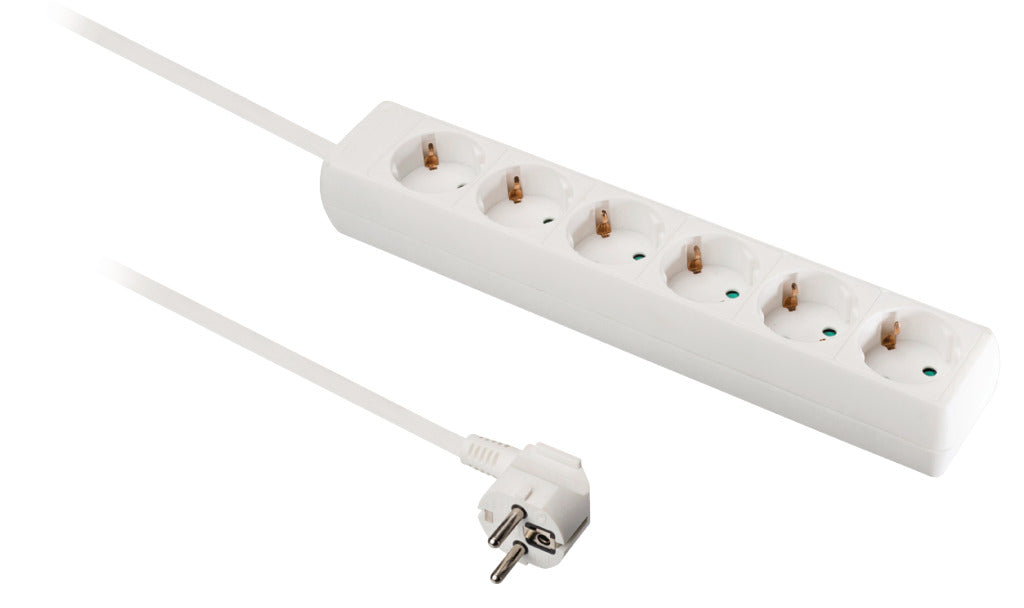 Valueline vles630f001wh stekkerdoos 6-wegs 3,00m wit