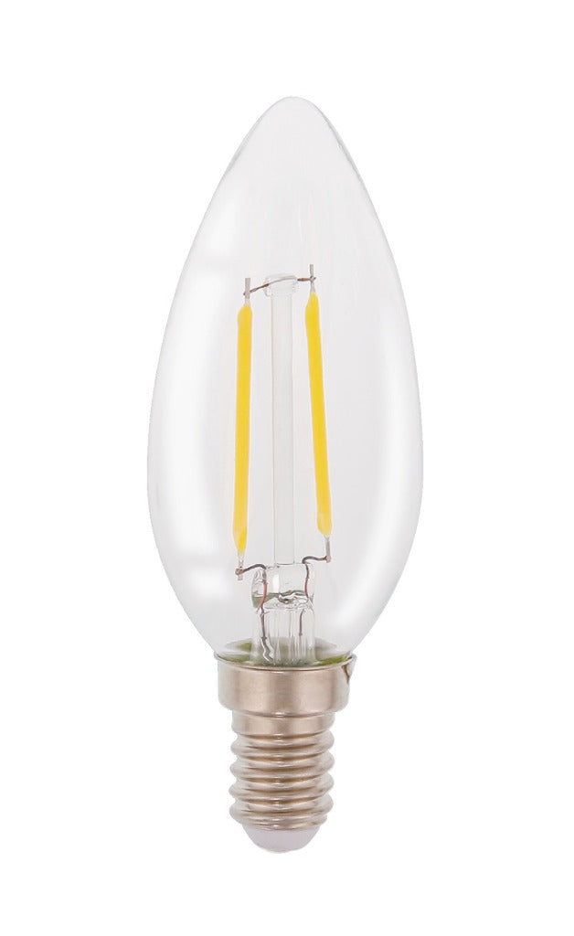 Hq lfe14cand001 led retro filamentlamp e14 kaars 2 w 210 lm 2700 k