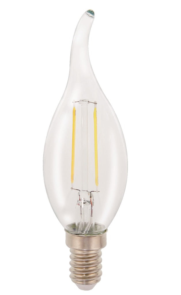 Hq lfe14fltp001 led retro filamentlamp e14 gebogen kaars 2 w 210 lm 2700 k