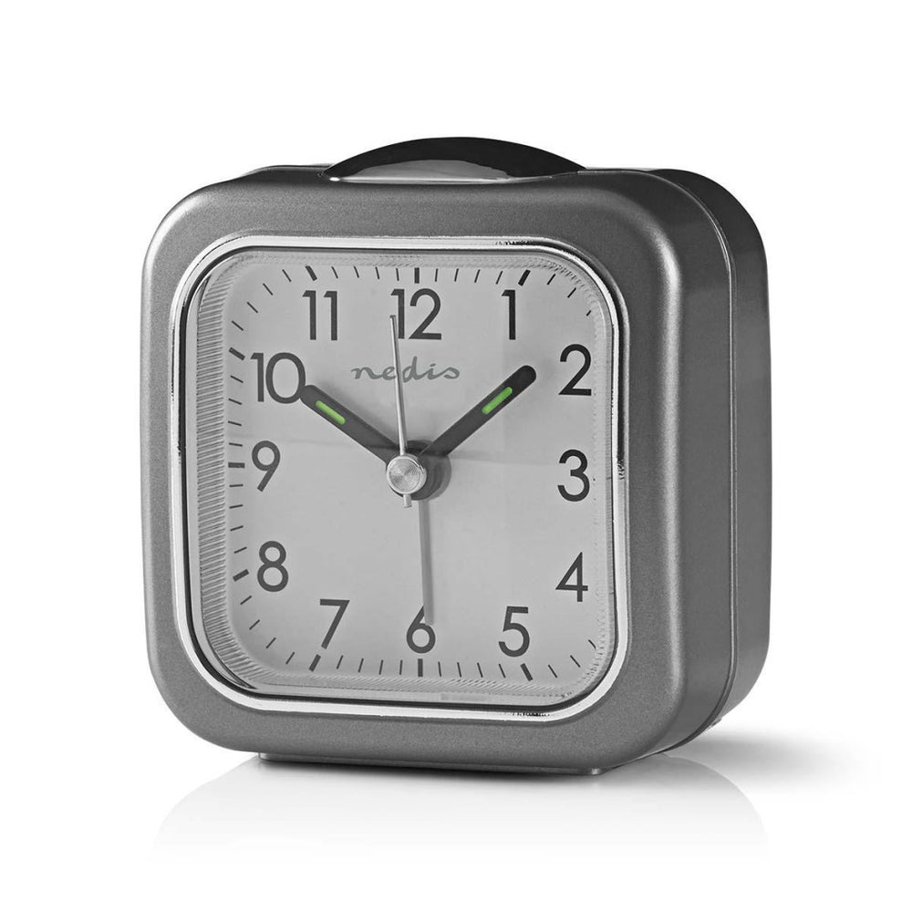 Nedis cldk005gy analoge bureauklok met alarm vierkant grijs