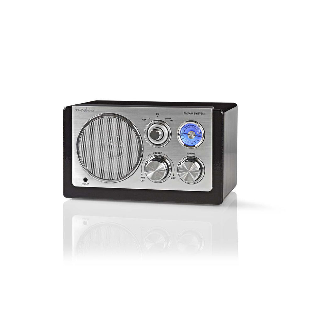 Nedis RDFM5100BK Fm-radio 9 W Analoge tuning Retro Design Zwart