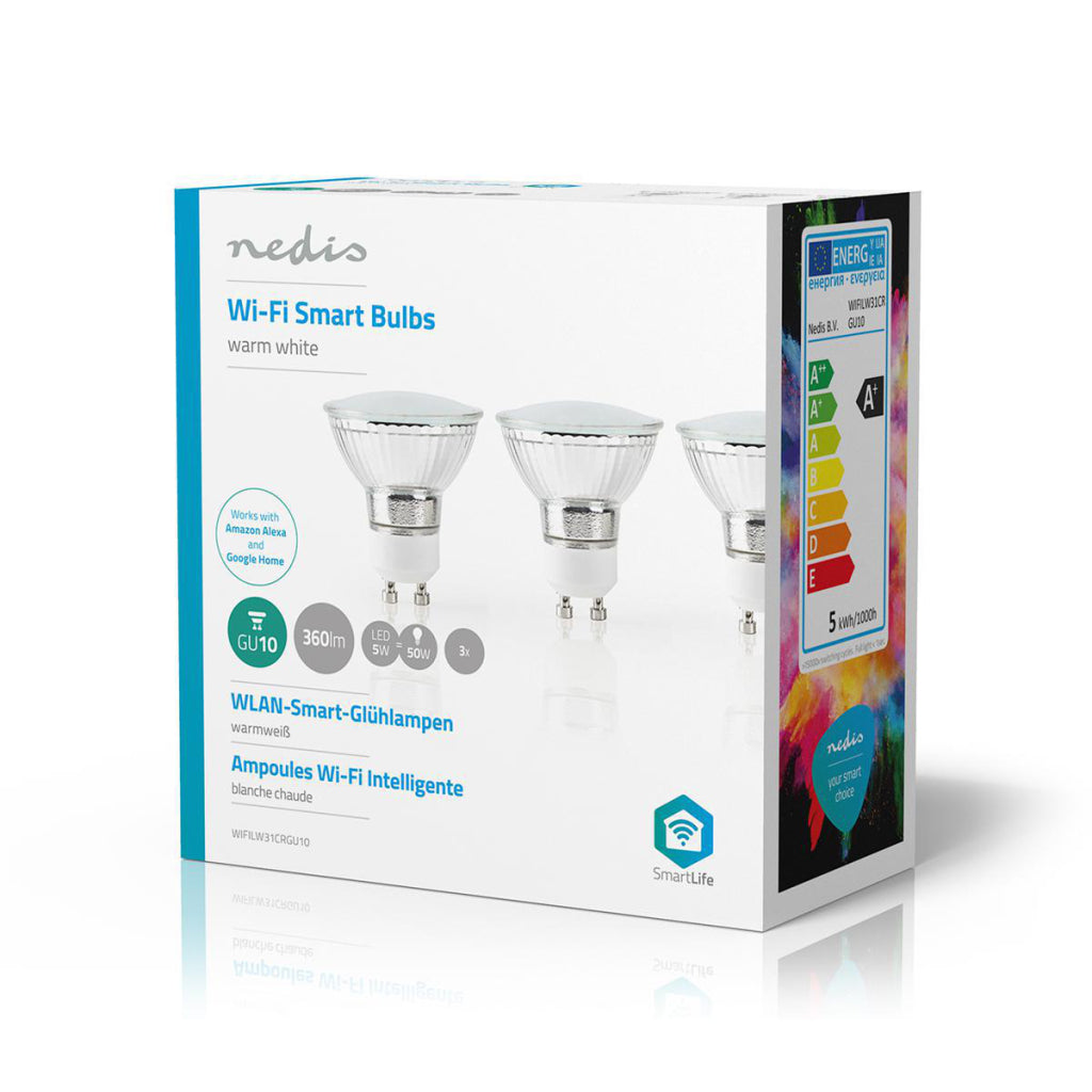 Nedis wifilw31crgu10 wi-fi smart led-lamp warm wit gu10 3-pack