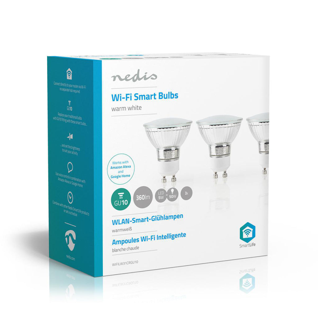Nedis wifilw31crgu10 wi-fi smart led-lamp warm wit gu10 3-pack