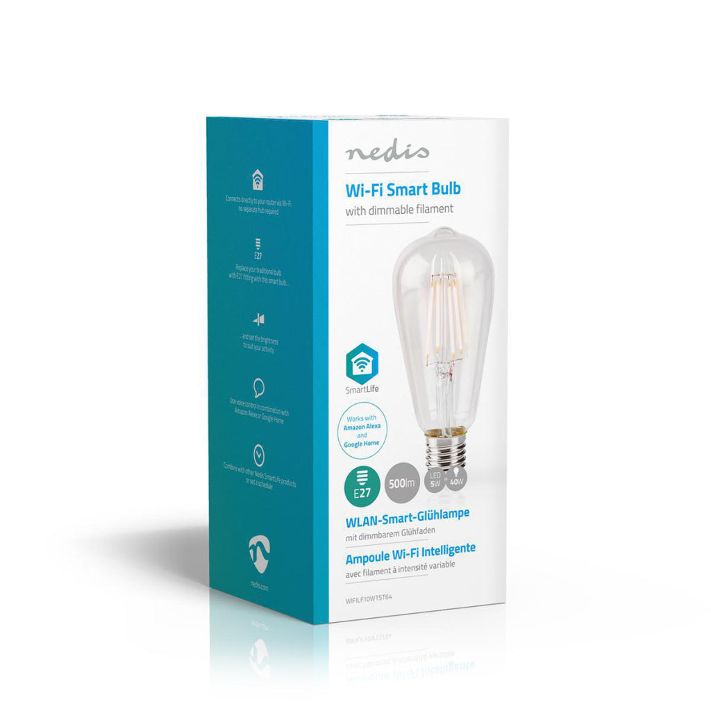 Nedis wifilf10wtst64 wifi smart led filamentlamp e27 st64 5w 500 lm