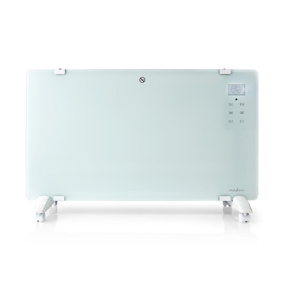 Nedis wifihtpl20fwt slanke convectorkachel met wifi thermostaat glazen frontpaneel 2000 w wit