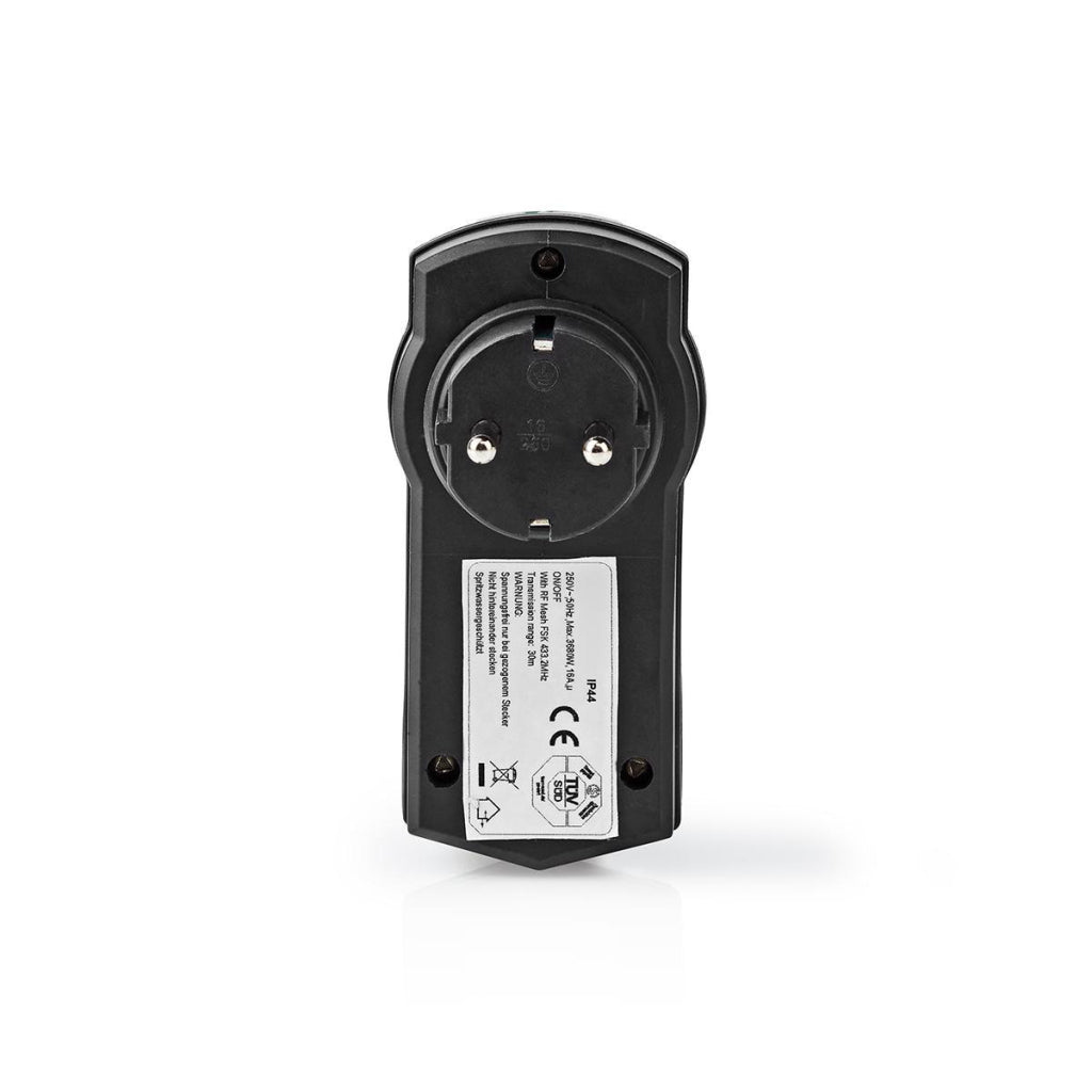 Nedis rfpom120fbk rf slimme stekker outdoor ip44 aan uit rf mesh range extender schuko type f 3680 w