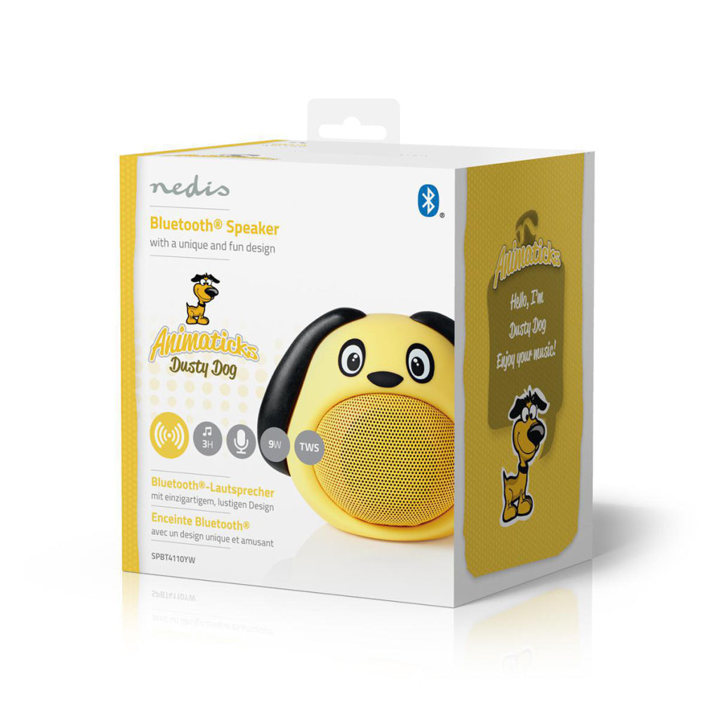 Nedis SPBT4110YW Animaticks Bluetooth-luidspreker 3 uur Speeltijd Handsfree Bellen Dusty Dog