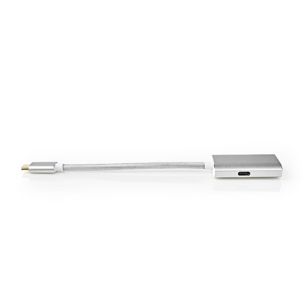 Nedis cctb64680al02 usb-adapter usb 3.2 gen 1 usb type-c handel; mannelijke HDMI-handel; connector 0,20 m rond verguld gebreid nylon zilver deksel vensterdoos