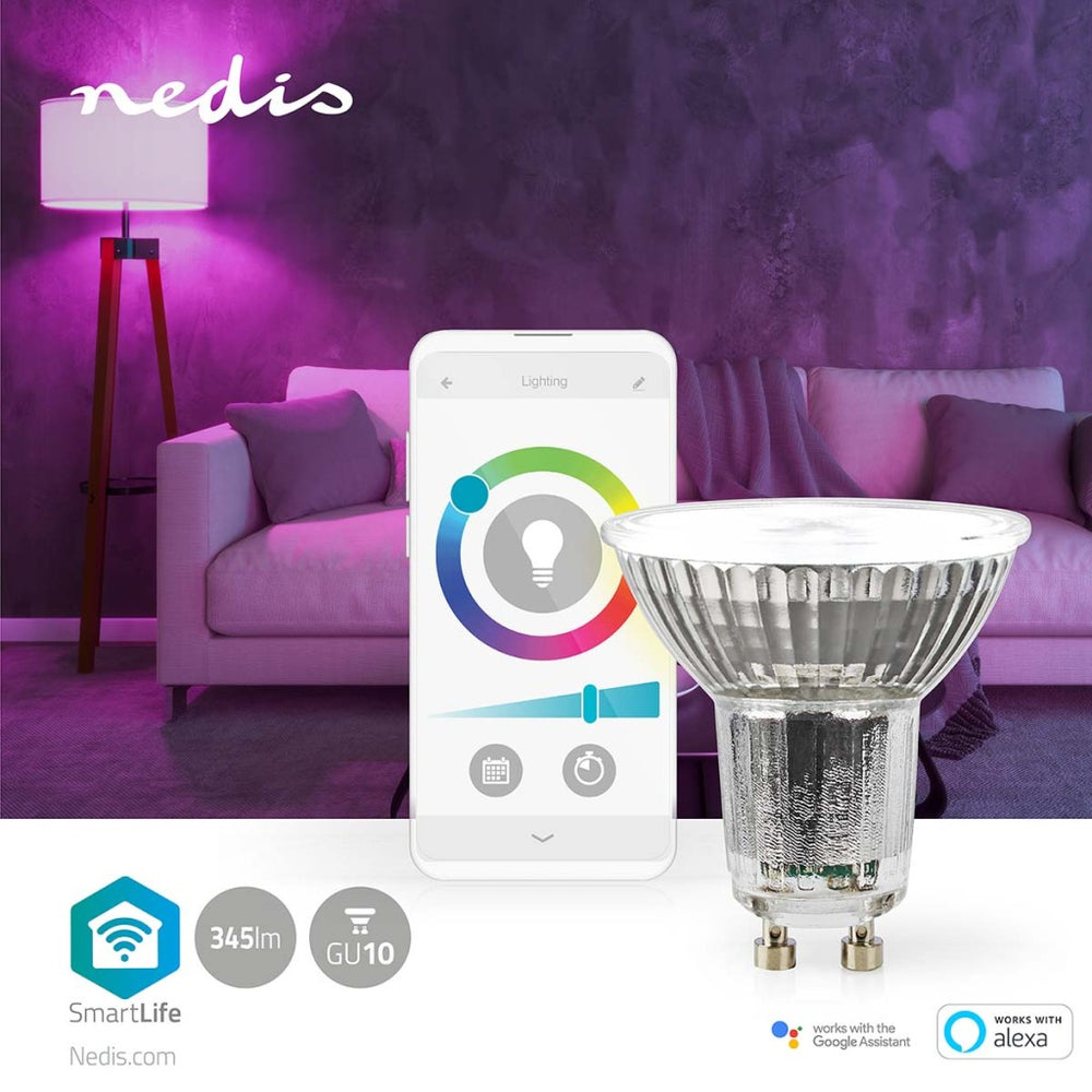 Nedis wifilrc10gu10 smartlife multicolor lamp wifi gu10 345 lm 4,9 w rgb warm tot koel wit android handel; ios par16