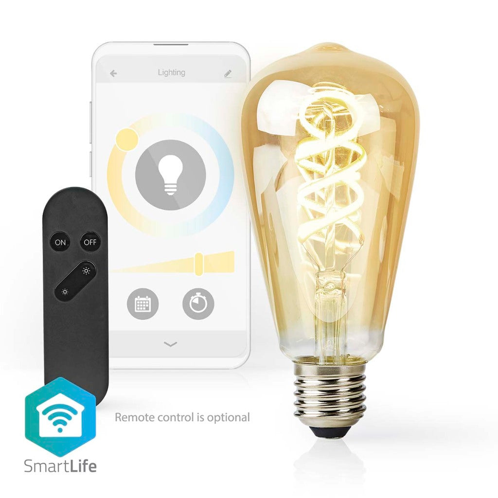 Nedis wifilrt10st64 smartlife led filamentlamp wifi e27 360 lm 4,9w warm tot koel wit 1800 - 6500k glas android handel; ios st64
