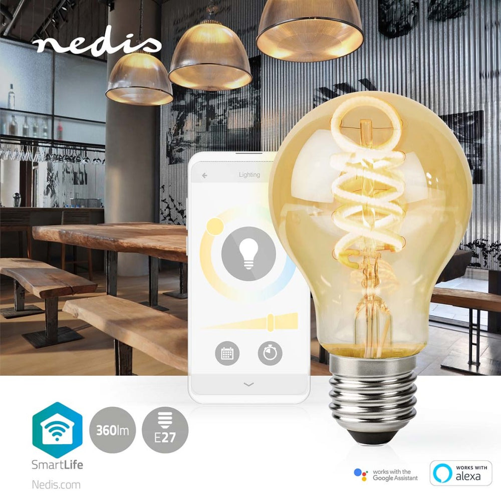 Nedis wifilrt10a60 smartlife led filamentlamp wifi e27 360 lm 4,9w warm tot koel wit 1800 - 6500k glas android trade; ios peer