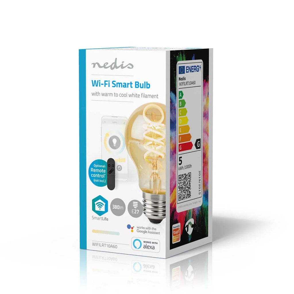 Nedis wifilrt10a60 smartlife led filamentlamp wifi e27 360 lm 4,9w warm tot koel wit 1800 - 6500k glas android trade; ios peer