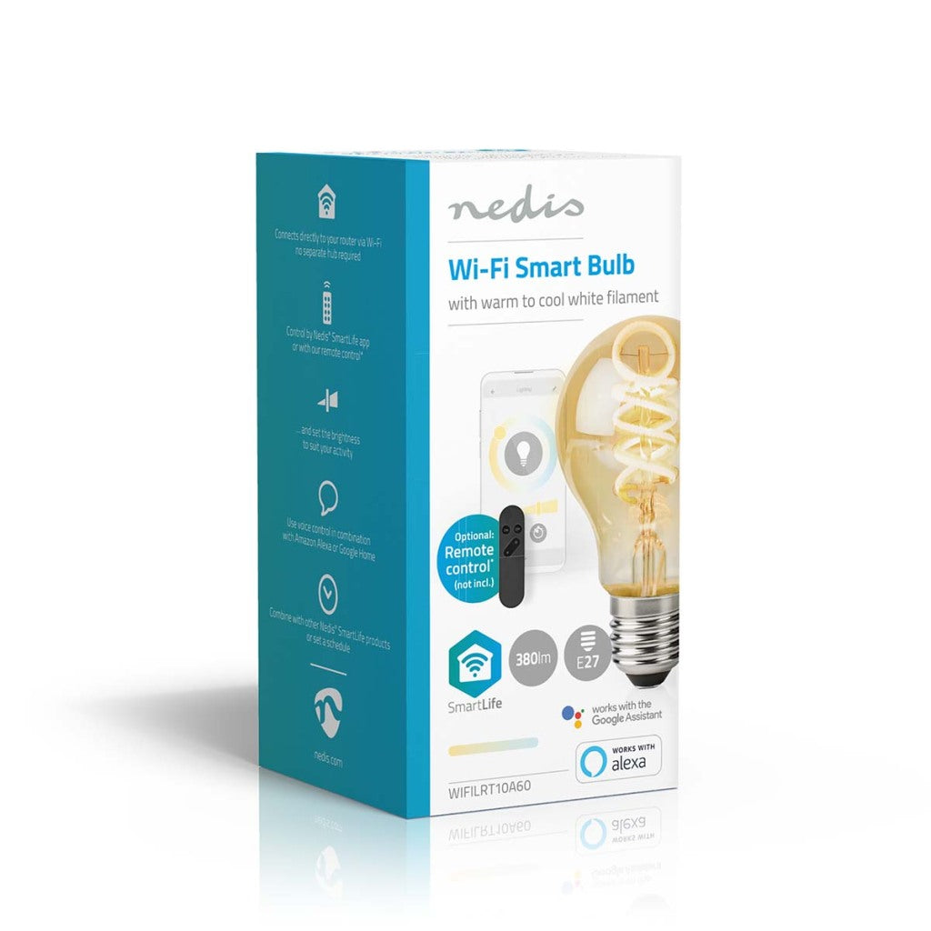 Nedis wifilrt10a60 smartlife led filamentlamp wifi e27 360 lm 4,9w warm tot koel wit 1800 - 6500k glas android trade; ios peer