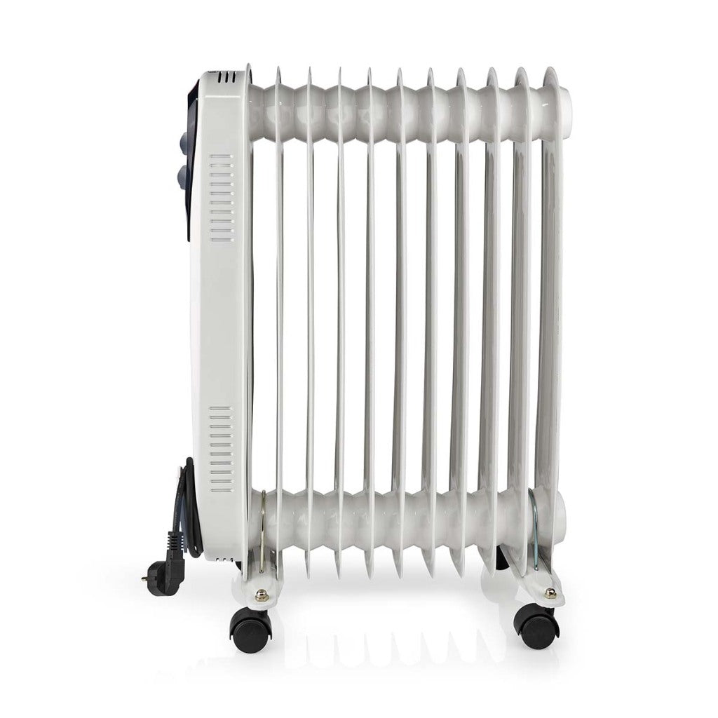 Nedis htoi30wt11 mobiele olieradiator 1000 1500 2500 w 11 vinnen verstelbare thermostaat 3 warmte standen omvalpreventie wit