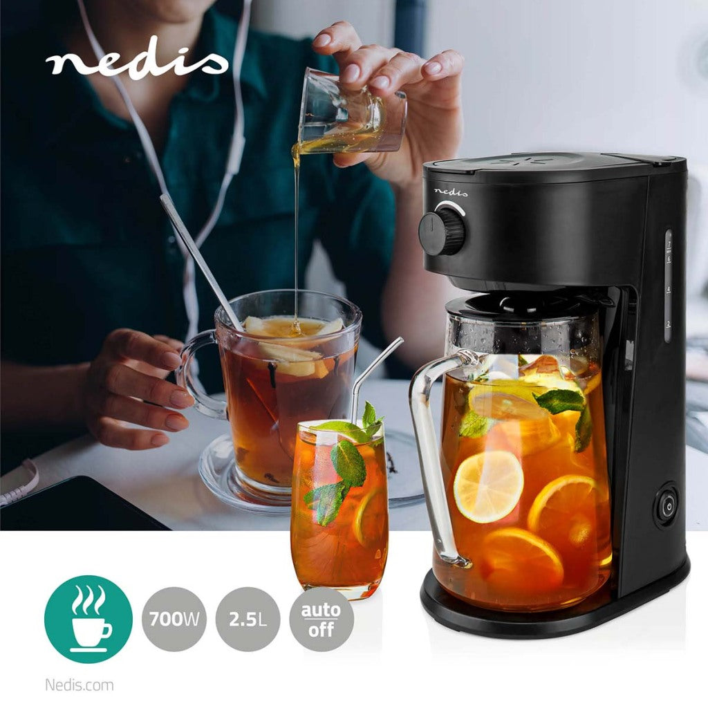 Nedis kaicm200fbk ijskoffie ijsthee maker filter koffie 2,5 l 6 kopjes zwart