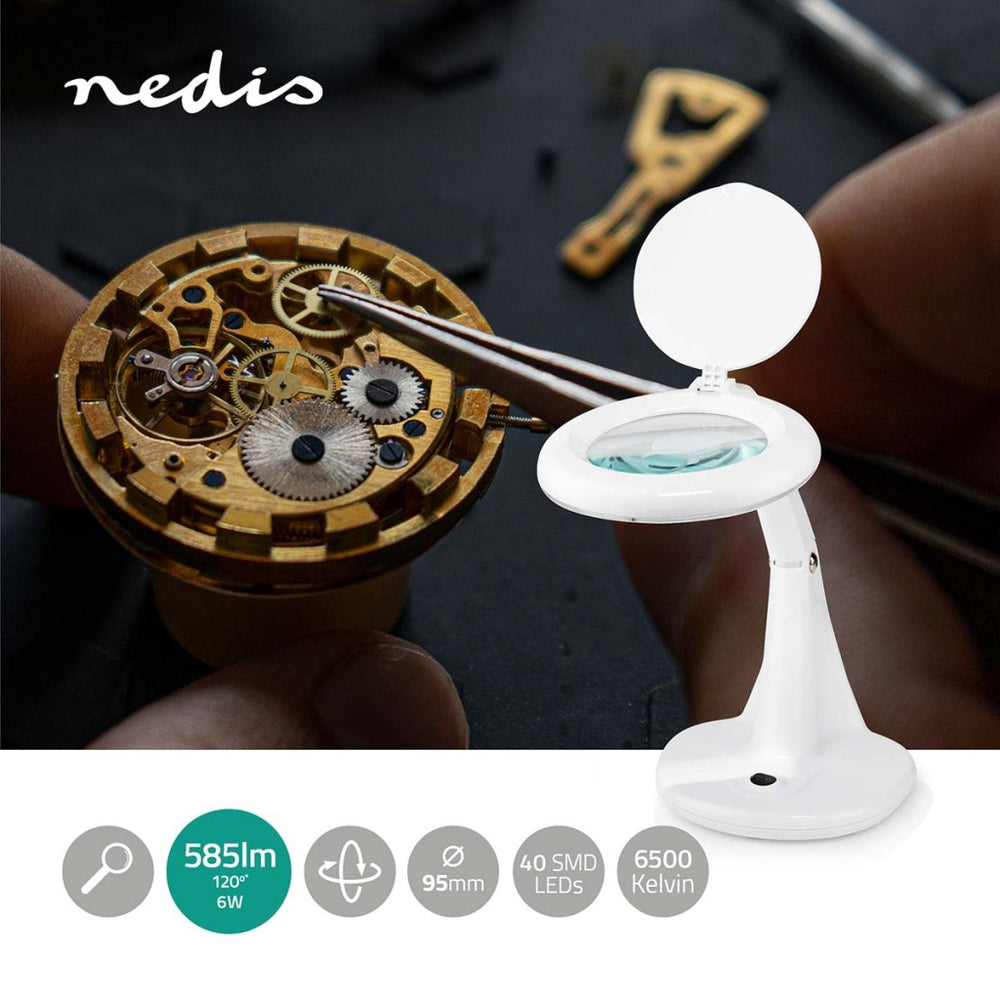 Nedis MAGL1WT Tafel-loeplamp Lenssterkte: 3 12 Dioptrie 6500 K 6,5 W 585 Lm Wit
