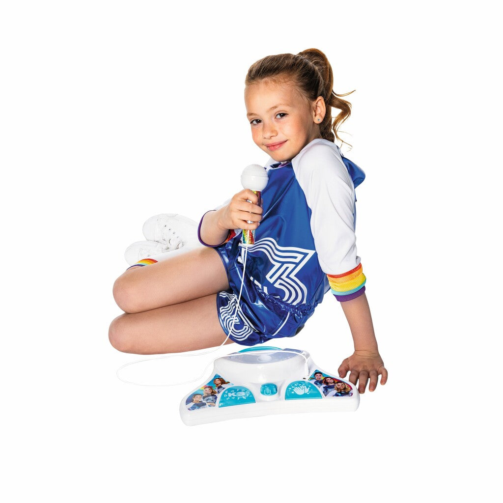 K3 roller disco karaoke microfoon met standaard + licht en geluid