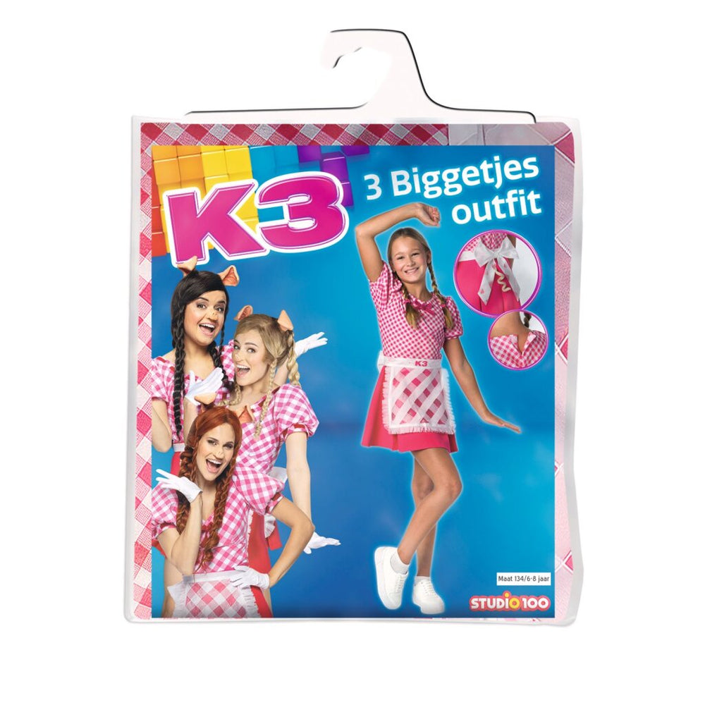 K3 verkleedkleding - verkleedjurk de 3 biggetjes - 6 8 jaar - maat 134