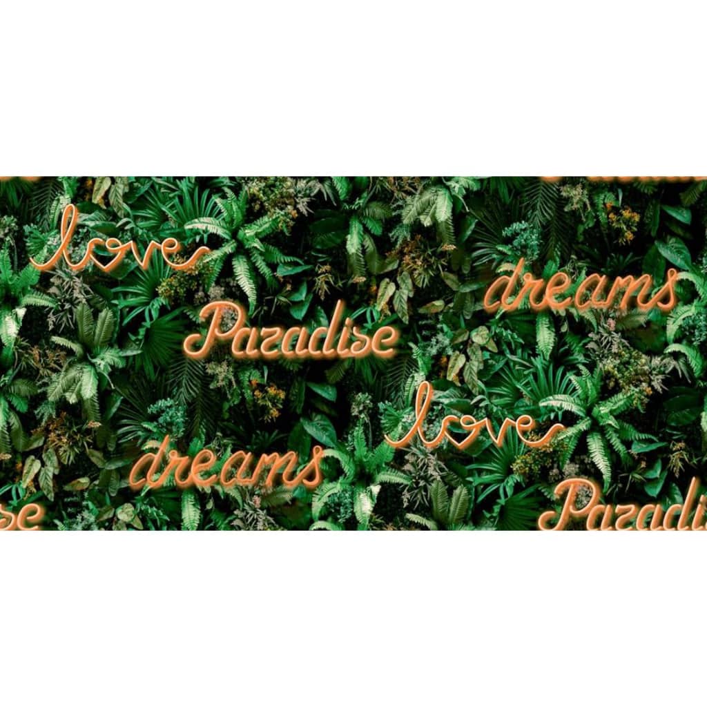 Noordwand Noordwand Behang Good Vibes Neonletter met planten groen en oranje