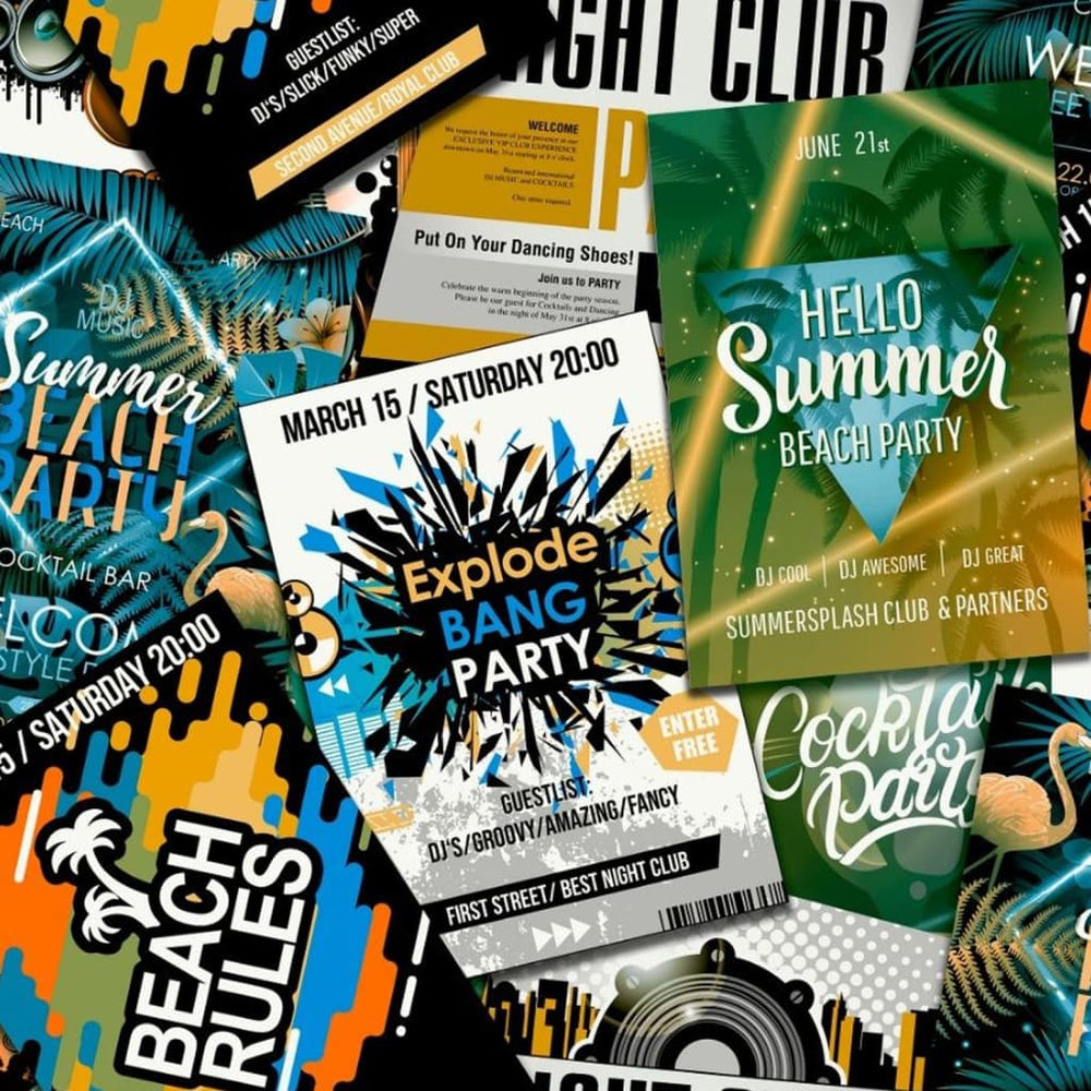 Noordwand behang good vibes clubposters groen en oranje