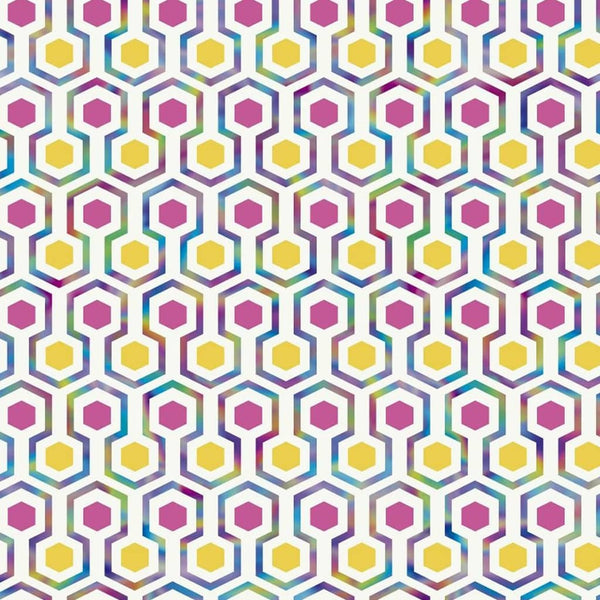Noordwand behang good vibes hexagon pattern roze en geel