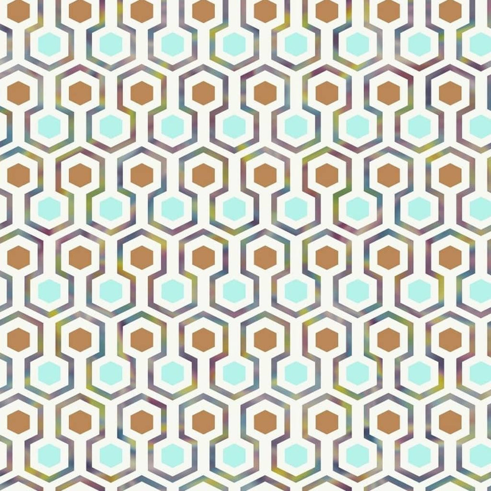 Noordwand behang good vibes hexagon patroon groen en oranje