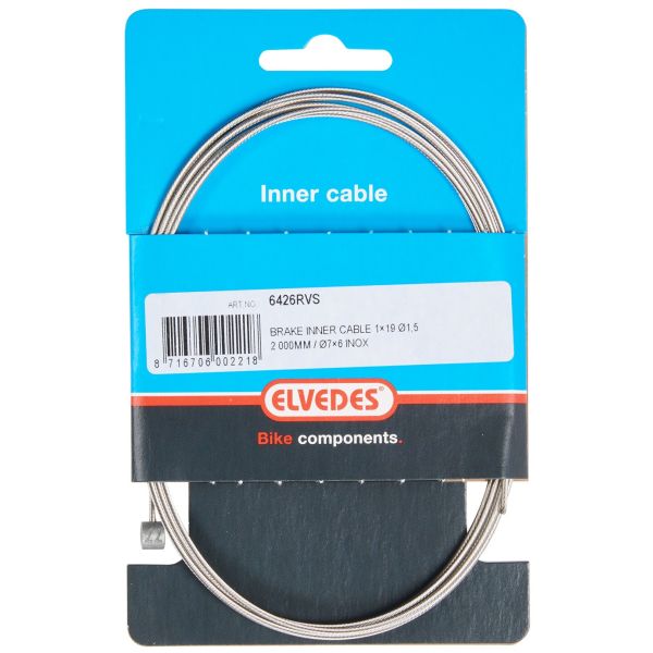 Rem binnenkabel elvedes 2 000 mm 1×19 draads RVS ø1,5mm met t-nippel ø7 × 6mm