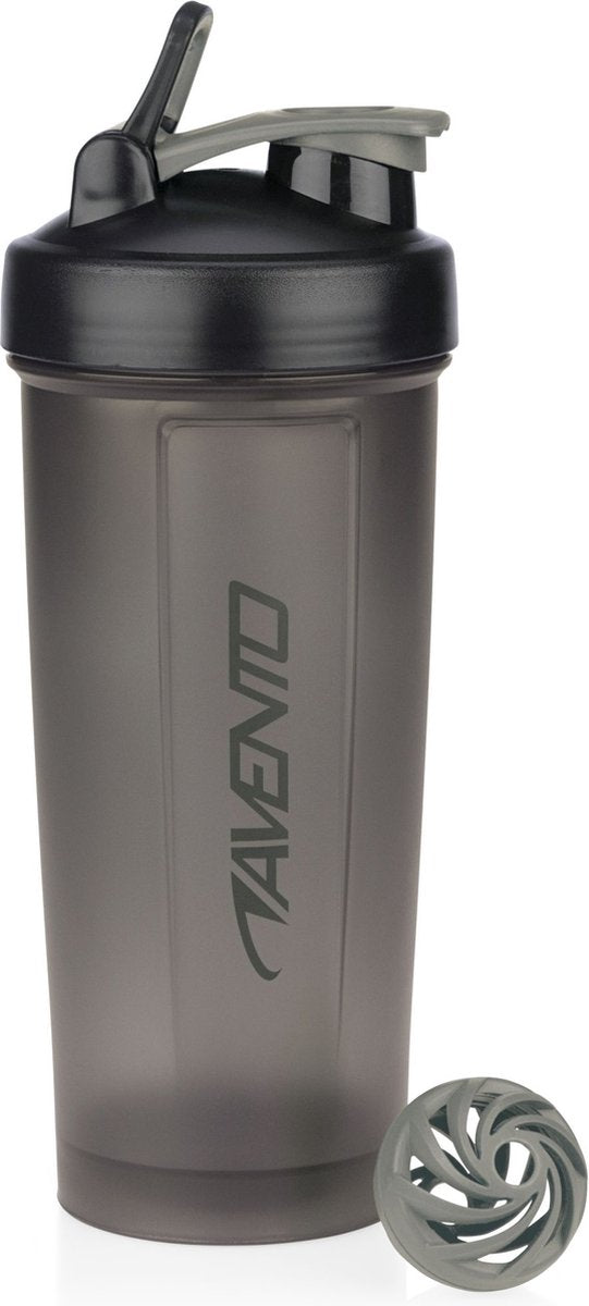 Avento shakebeker - zwart grijs - inhoud 1 l - met shakerbal -