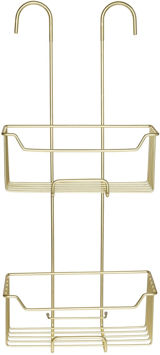 Wenko doucherek milo 2-laags rvs goudkleur 25x55cm - zonder boren - doucherekje hangend - douchemand - douchecaddy ophangbaar