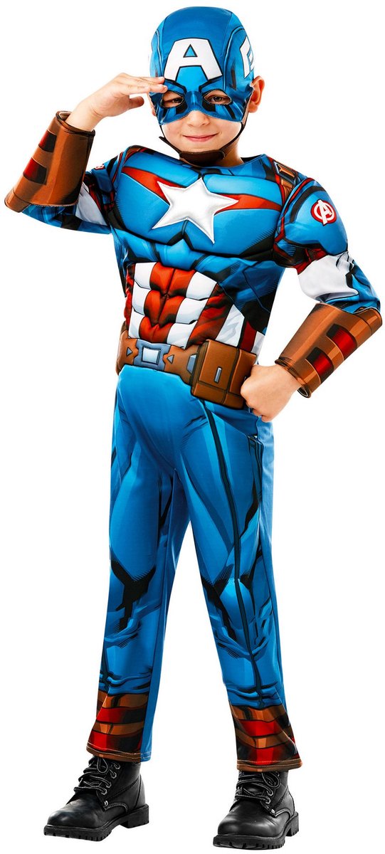 Rubies rubie's kostuum marvel - captain america jongens blauw maat 104