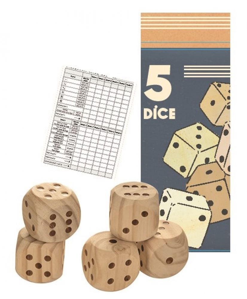 5 houten dobbelstenen. 5+ 35 cm