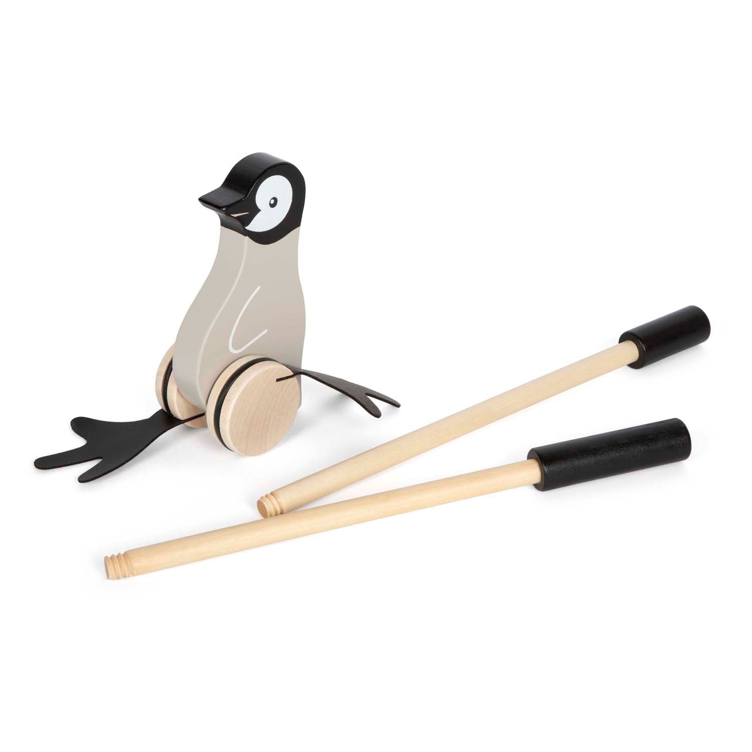 Small foot - houten duwfiguur pinguïn
