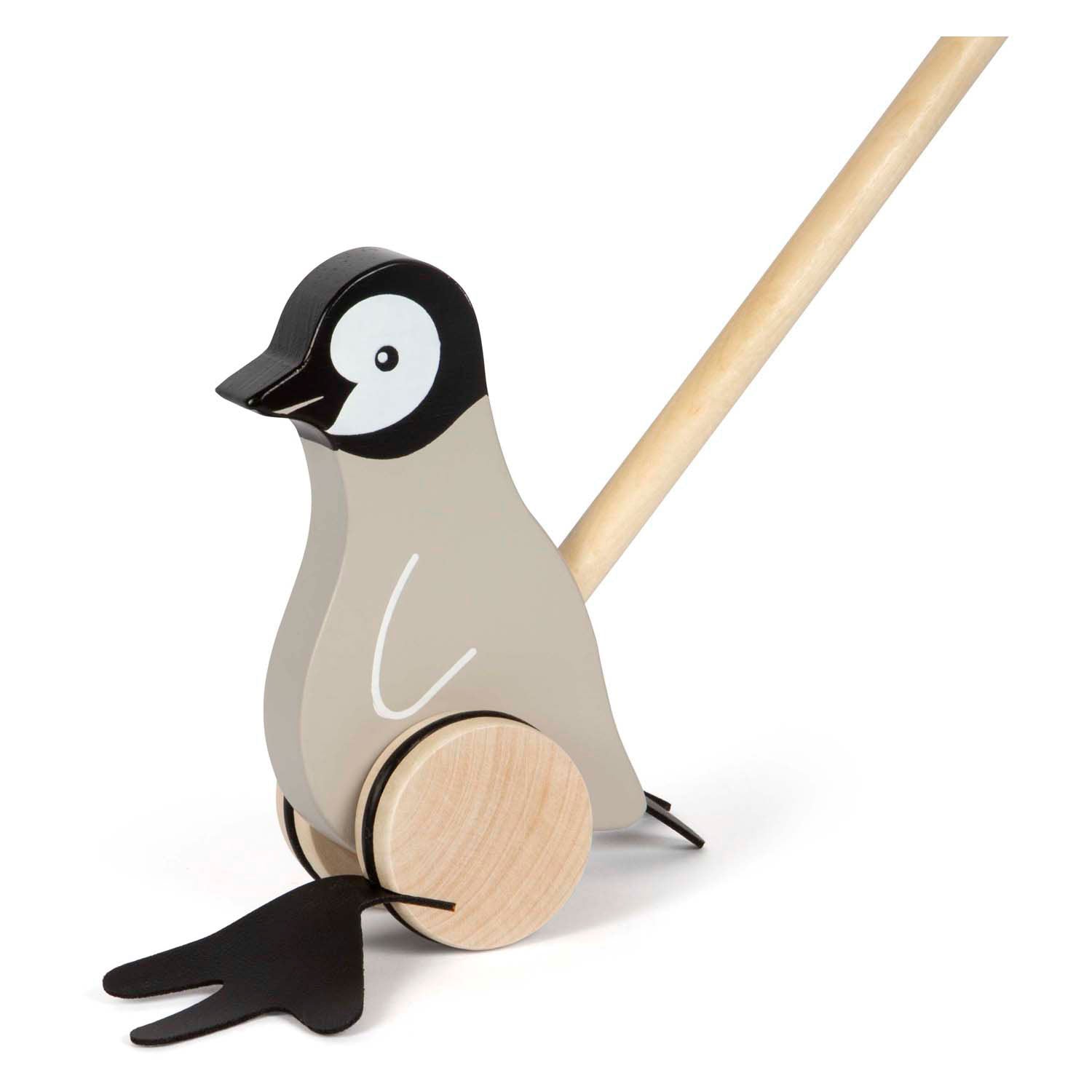 Small foot - houten duwfiguur pinguïn