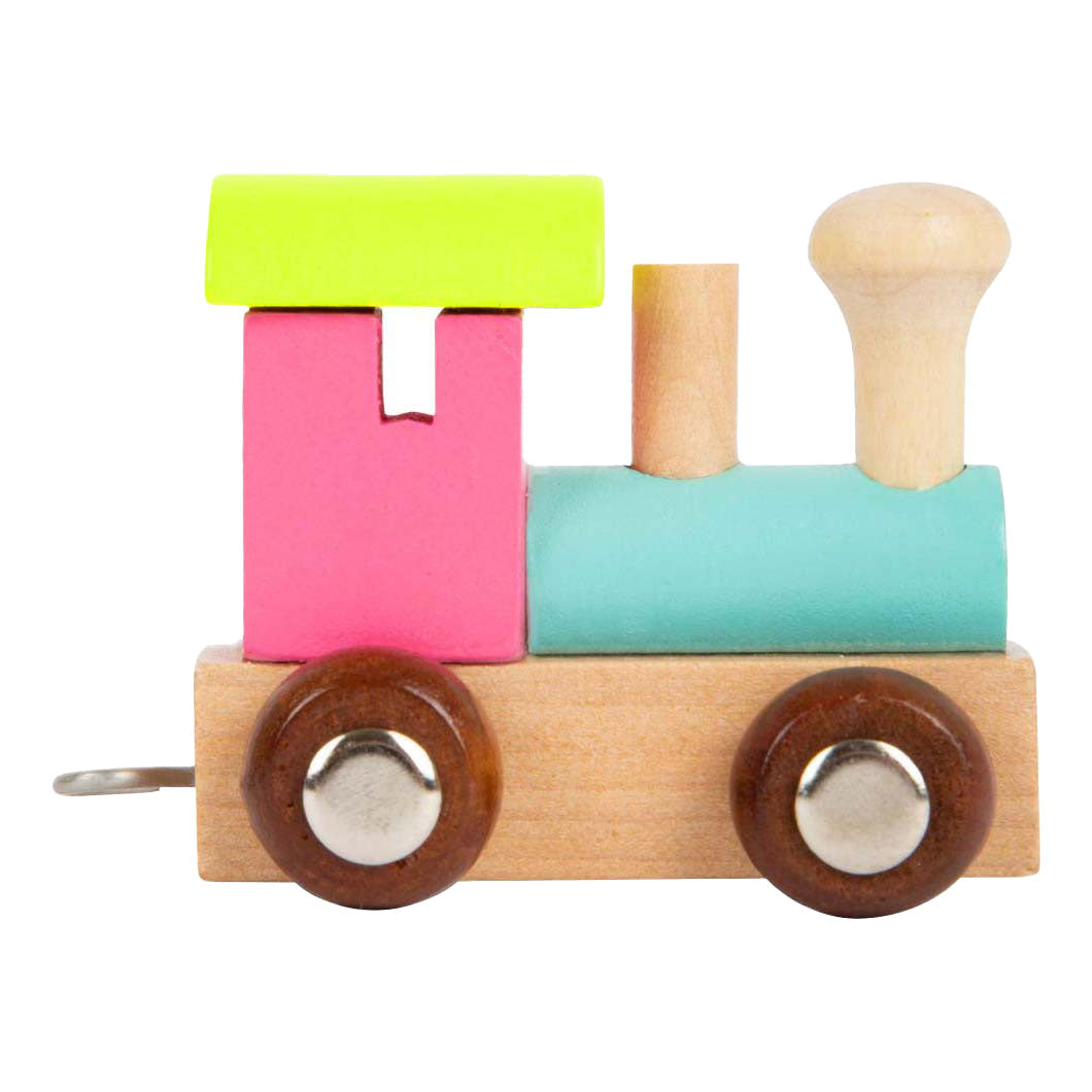 Kleine voet - houten lettertrein locomotief gekleurd