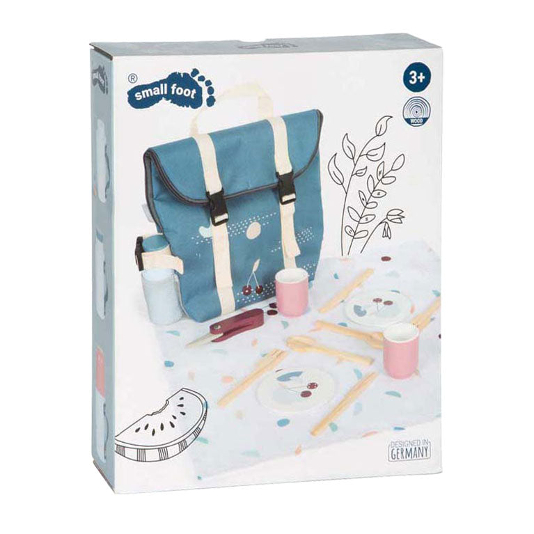 Small foot - rugzak met houten picknick smakelijke speelset, 14dlg.