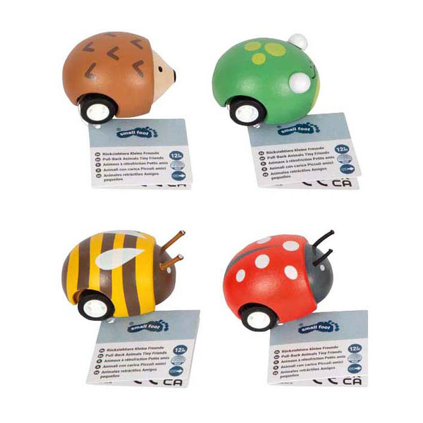 Small foot - houten pull-back dieren tiny friends - 12st.