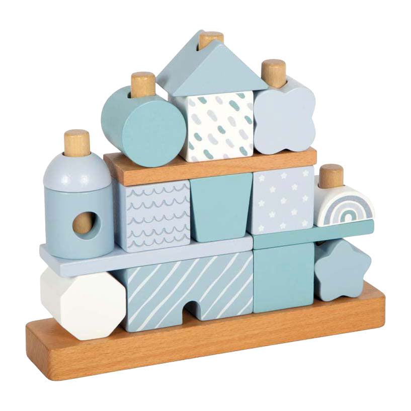Small foot - houten stapelhuis blauw - 18dlg.