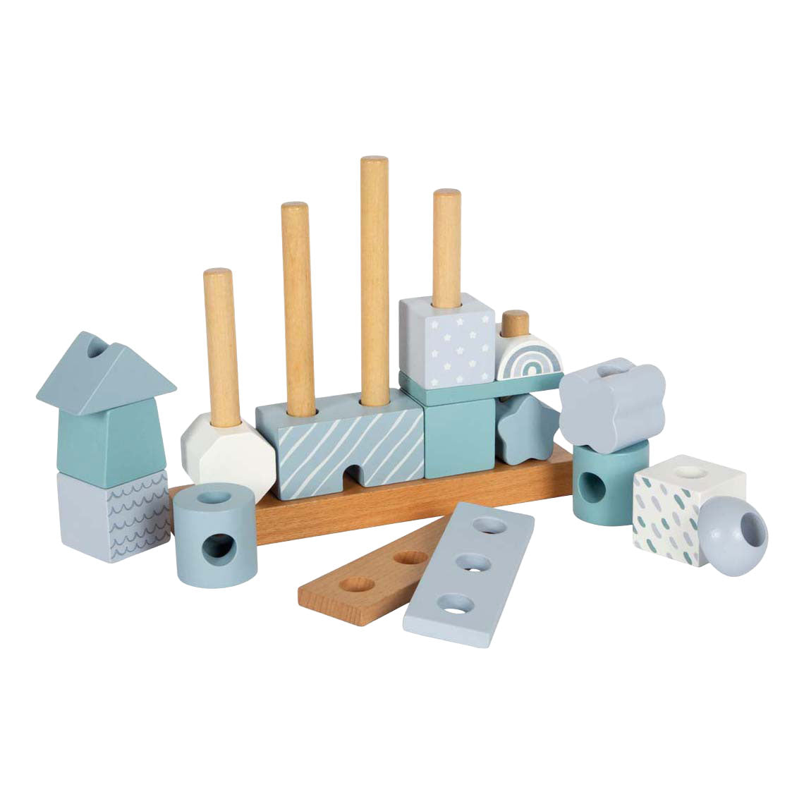 Small foot - houten stapelhuis blauw - 18dlg.