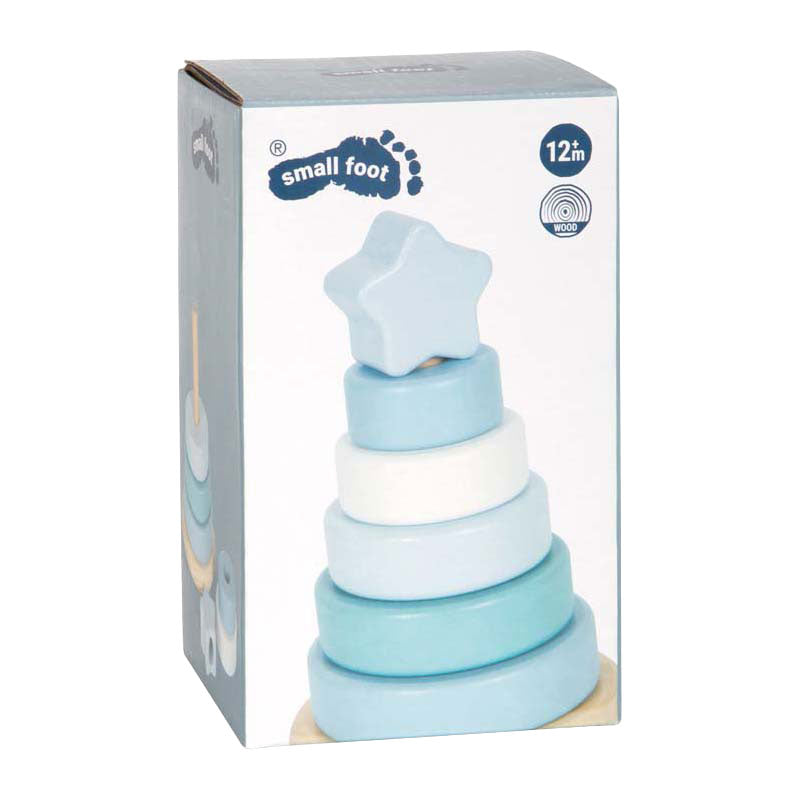 Small foot - houten stapeltoren blauw - 7dlg.