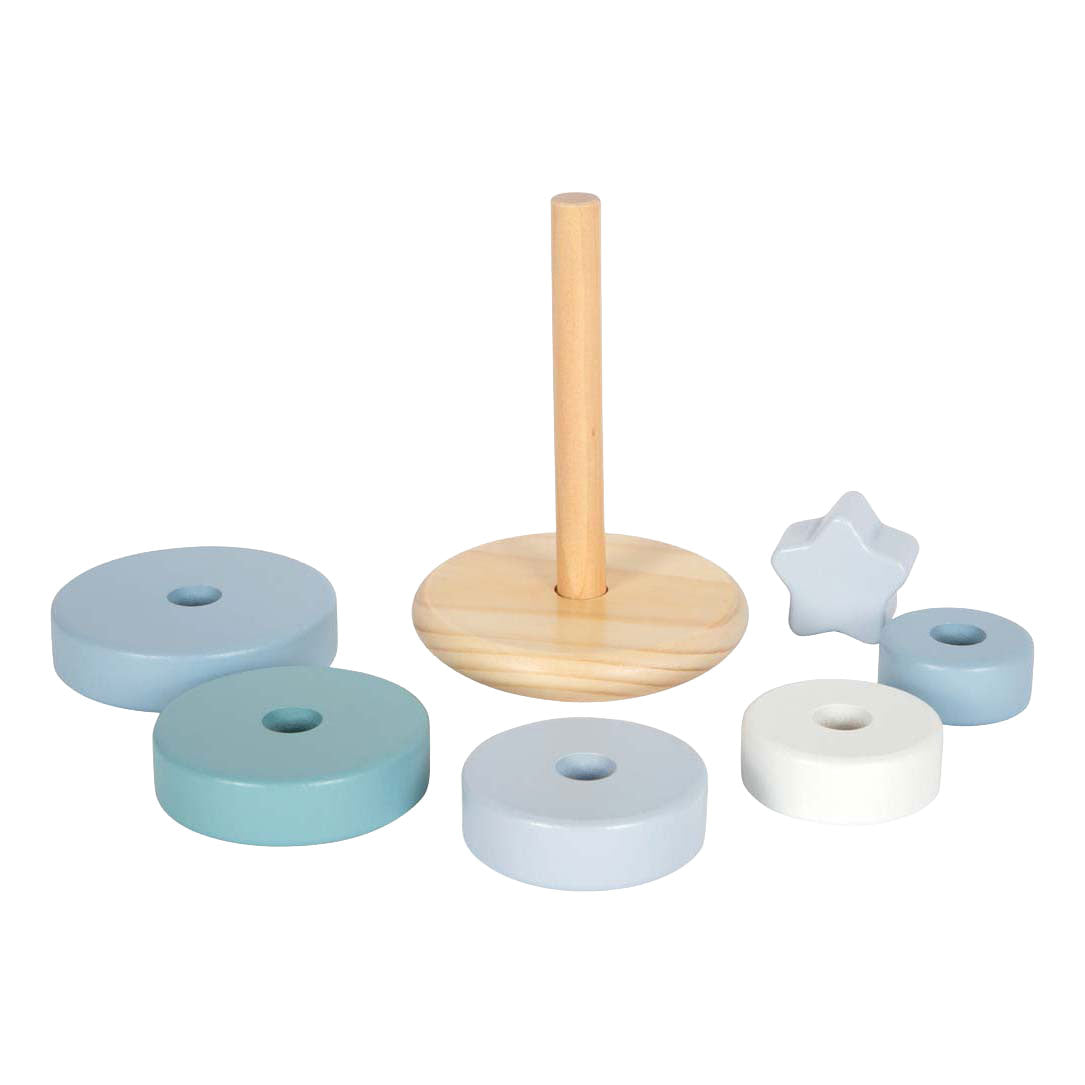 Small foot - houten stapeltoren blauw - 7dlg.