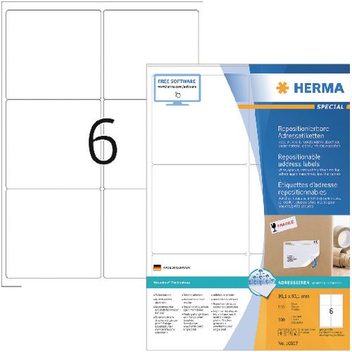 Etiketten herma 10317 wit 99,1 x 93,1 mm 600 etiketten