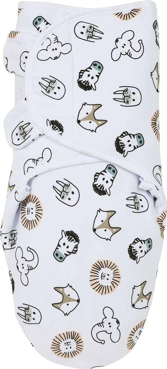 Meyco baby animal swaddle inbakerdoek gevoerd - multicolour - 0-3 maanden - 2.0 tog