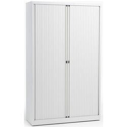 Roldeurkast hoog staal 100x43x198cm wit 4 legborden