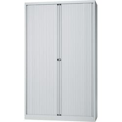 Roldeurkast hoog bisley 120x43x198cm lichtgrijs 4 legborden