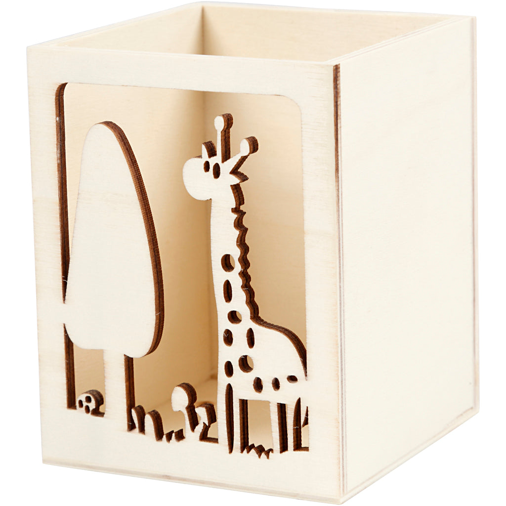 Creatief bedrijf houten pennenbakje giraffe