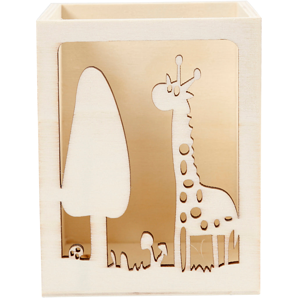 Creatief bedrijf houten pennenbakje giraffe