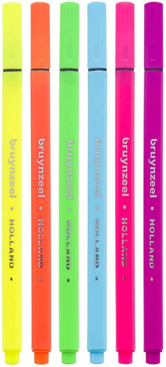 Bruynzeel finelinerset neon 6 kleuren